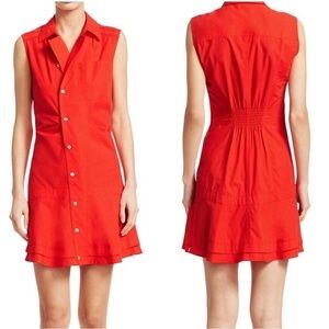 Derek Lam 10 Crosby Red Asymmetrical Poplin Sleeveless Dress Size 6